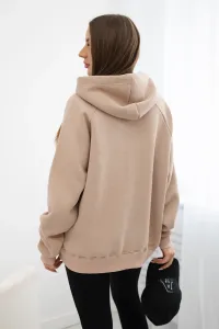 Cotton insulated hooded sweatshirt dark beige