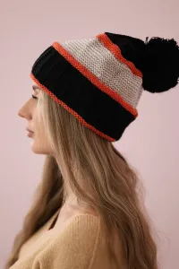 Kinga K297 Women's Cap Black + Dark Pink + Beige