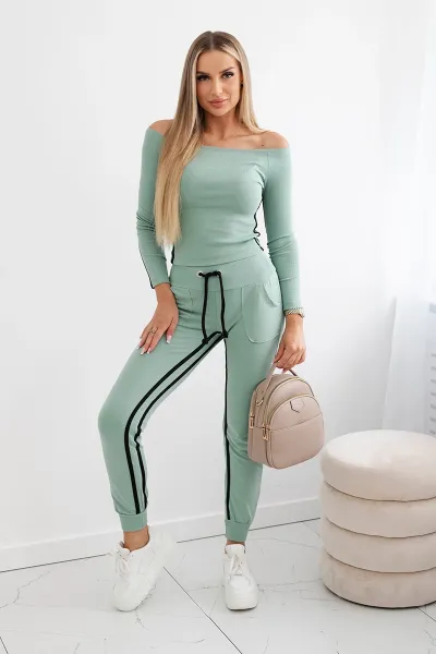 Set with double stripe of dark mint