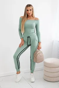 Set with double stripe of dark mint