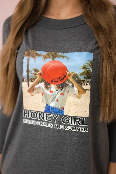 Honey girl graphite print dress