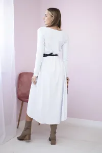 Dress with decorative belt and white inscription
