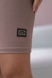 Dress with a tie at the neck mocca