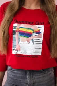 Blouse with Summer Girl print red