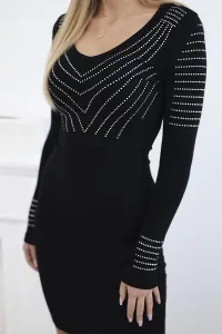 Knitted dress with a silver pattern black
