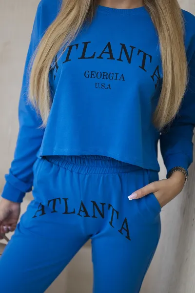 Set with Atlanta purple blue print