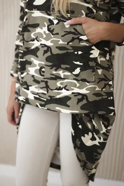 Long back camo khaki+ecru sweatshirt
