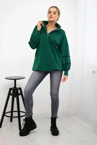 Sweatshirt with zip and pockets green