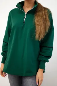 Sweatshirt with zip and pockets green