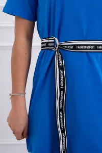 Dress with decorative belt purple-blue