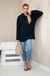 Tunic with zipper on hood Oversize dark blue