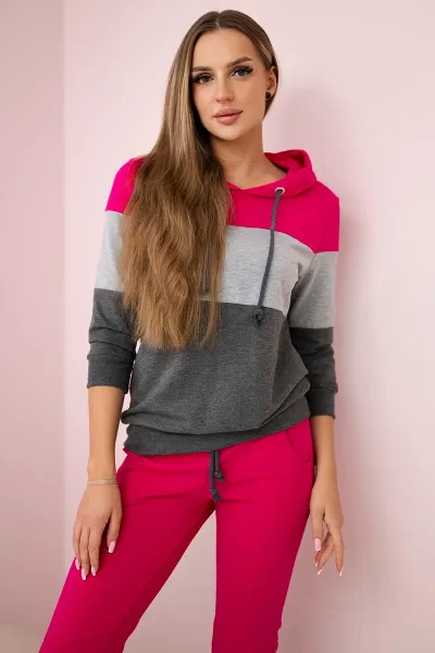 Set with colorful stripes fuchsia+gray