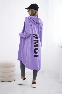 Cardigan with oversize print in purple color