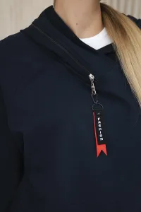 Tunic with zipper on hood Oversize dark blue