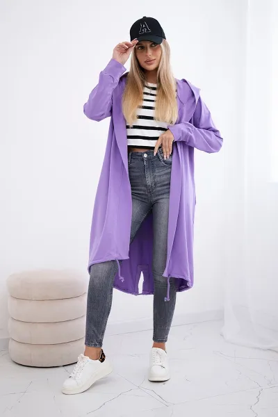 Cardigan with oversize print in purple color