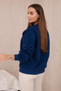 Insulated cotton sweatshirt with decorative bows dark blue