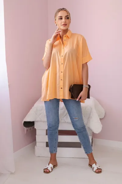 Apricot cotton shirt with short sleeves