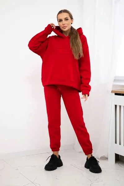 Insulated cotton set, sweatshirt + trousers Brooklyn red