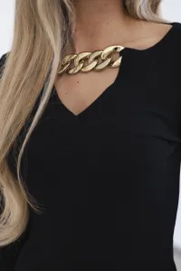 Dress with gold chain black