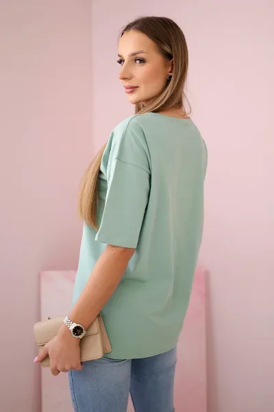 Blouse with Magic dark mint print