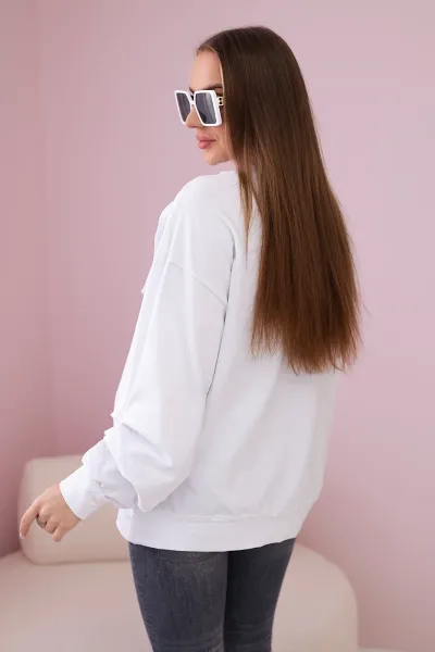 Cotton blouse with bow in white