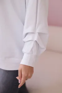 Cotton blouse with bow in white