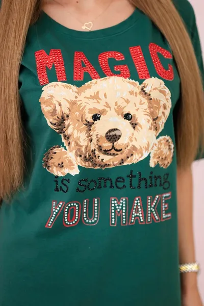 Blouse with Magic green print