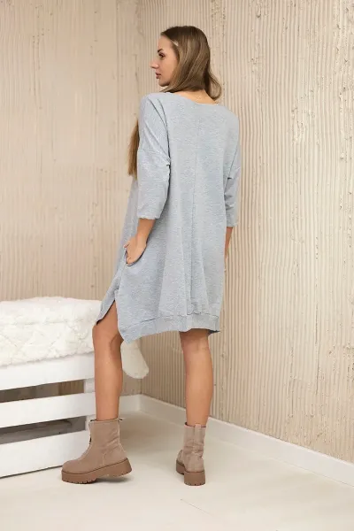 Dress with print and flared bottom in gray