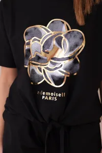Women's set T-shirt with print + shorts - black