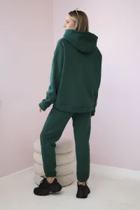 Insulated cotton set, sweatshirt with embroidery + green trousers