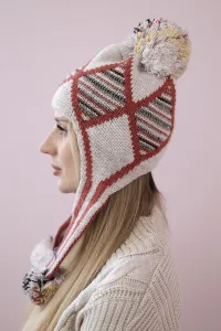 Women's Cap with Long Ears Eunika K322 Beige+Foxy