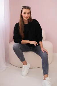 Cotton blouse with bow black