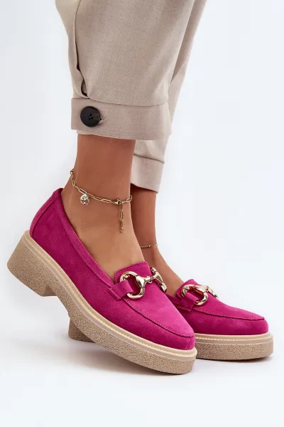 Zazoo 3429 Semišové Dámske Mokasíny S Ozdobou Fuksia