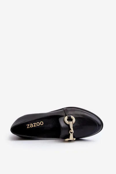 Zazoo 2880 Dámske Kožené Mokasíny S Ozdobou Čierne