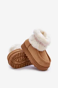 FR1 Snehové Topánky Pre Deti S Kožušinou A Vzorom Camel Melefia