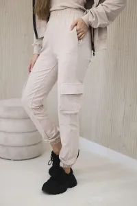 Set 3in1 sweatshirt + top + trousers light beige