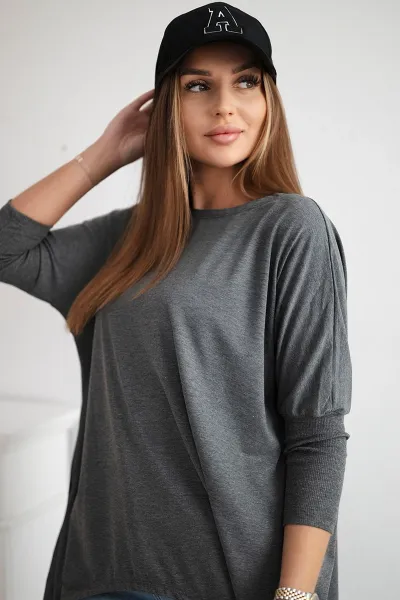 Oversize blouse in graphite melange