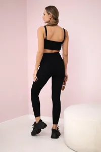 Striped top set with a blouse in black