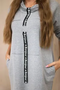 Dress with tie gray