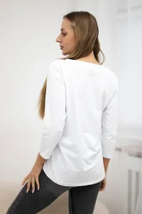 Blouse with Superior print white