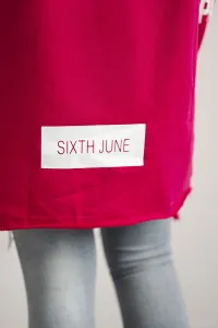 Coat with subtitles fuchsia