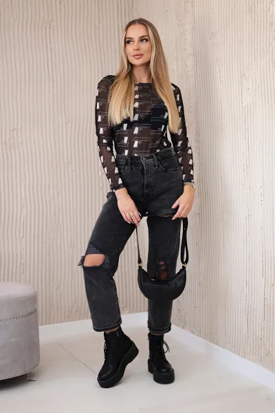 Black nude blouse with pistols