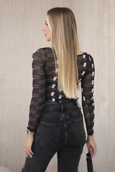 Black nude blouse with pistols
