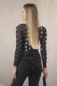 Black nude blouse with pistols