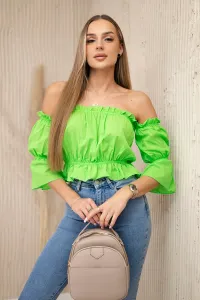 Blouse over the shoulder light green