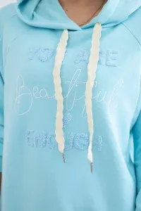 Cotton sweatshirt with mint hood