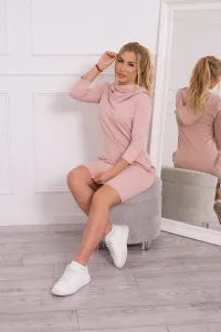 Dress with hood and pockets dark powder pink