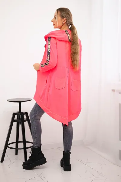 Sweatshirt with back zip pink neon