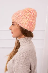 Women's cap Cina K259 ecru + raspberry