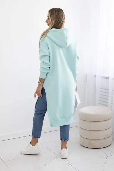 Women's insulated sweatshirt with slits on the sides - mint